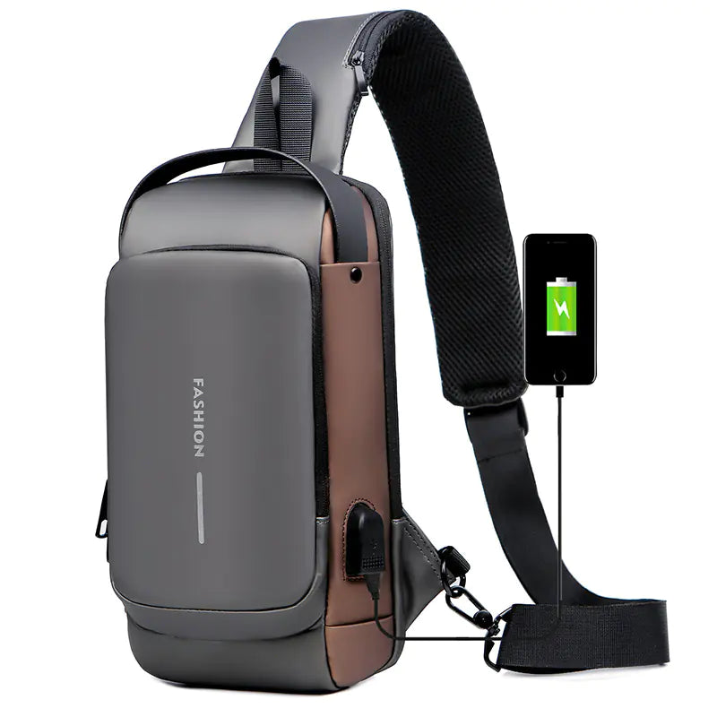 Men's Anti-Theft Chest Bag with Lock - Casual Shoulder Bag