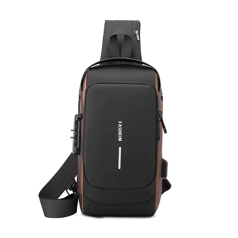 Men's Anti-Theft Chest Bag with Lock - Casual Shoulder Bag