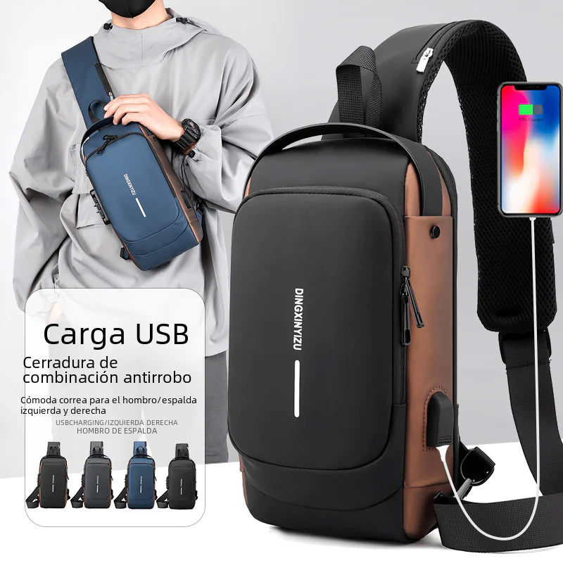 Men's Anti-Theft Chest Bag with Lock - Casual Shoulder Bag