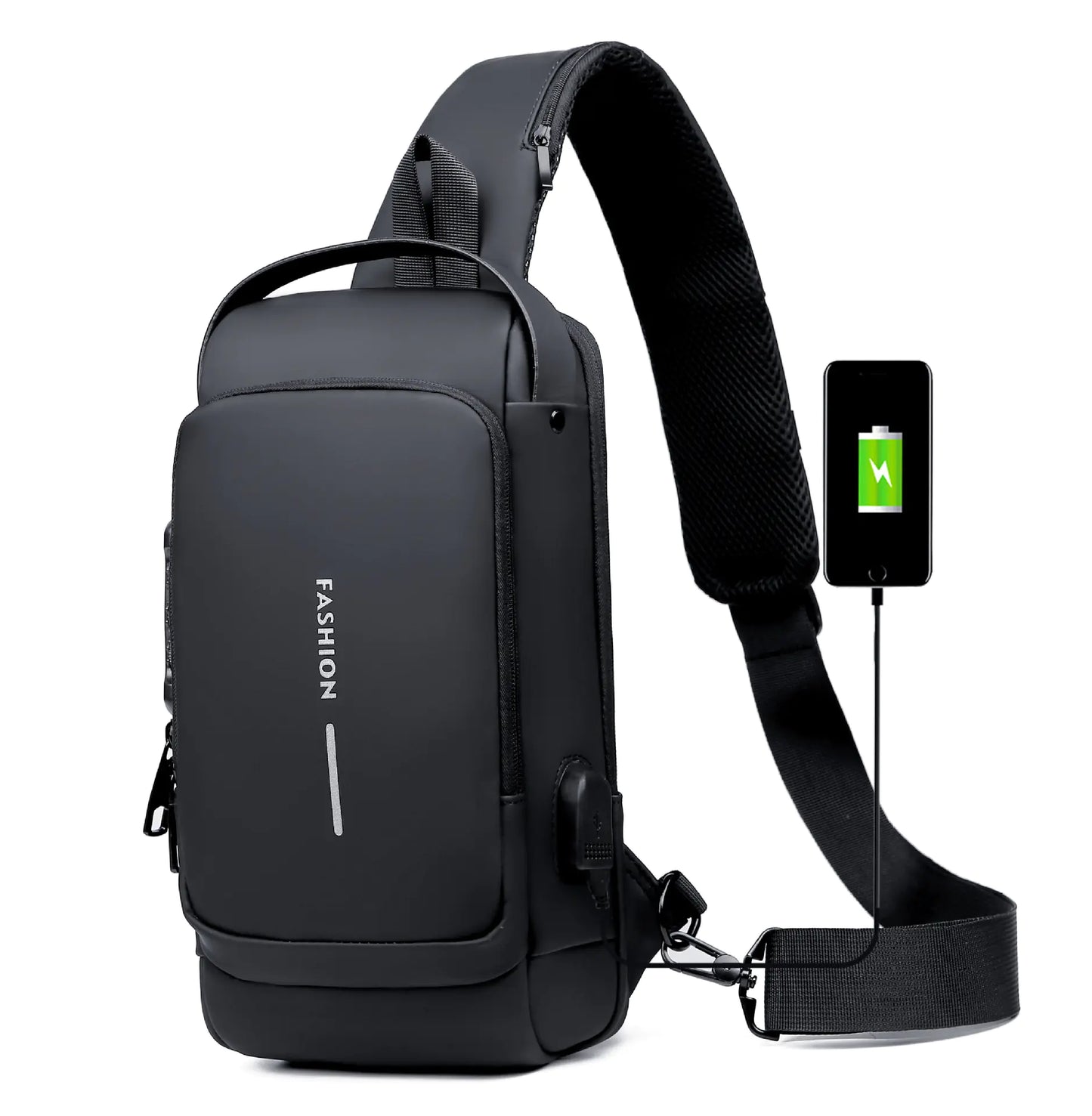 Men's Anti-Theft Chest Bag with Lock - Casual Shoulder Bag