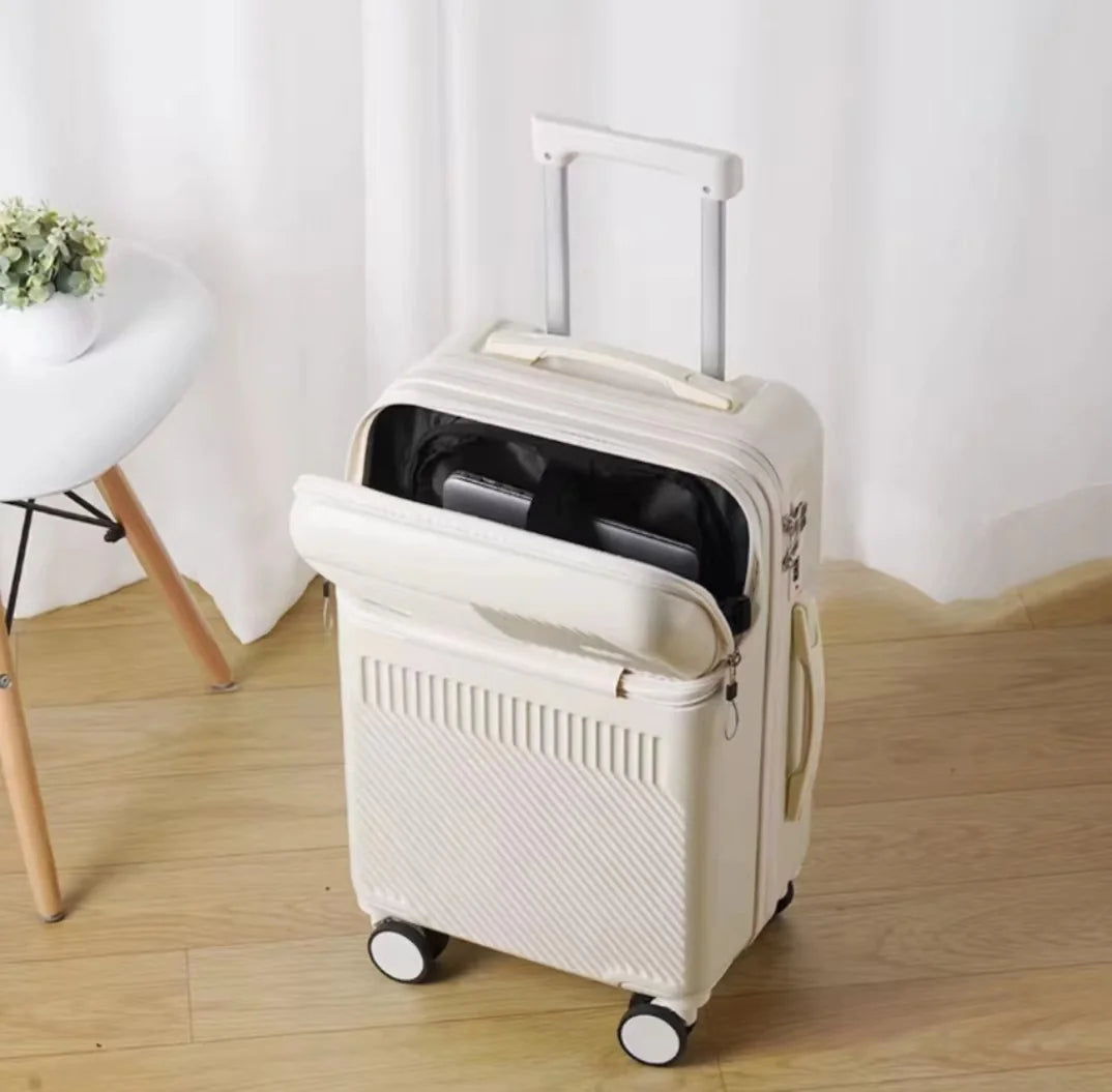 Luggage with Secure Password Lock, Cup Holder and universal 360° wheels