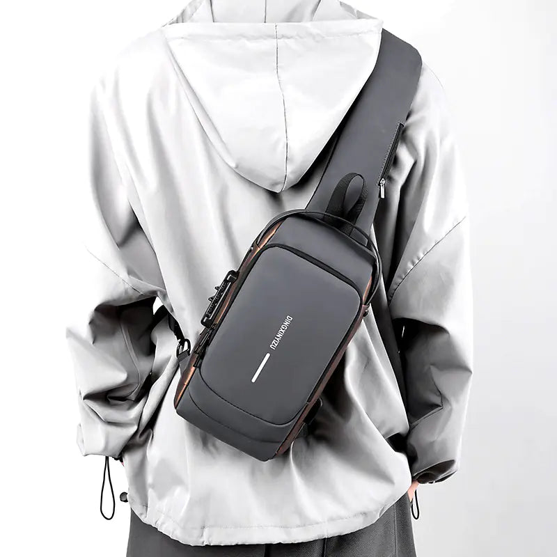 Men's Anti-Theft Chest Bag with Lock - Casual Shoulder Bag