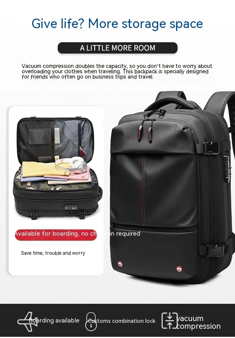 Men's Multifunctional Vacuum Travel Backpack with Laptop Compartment