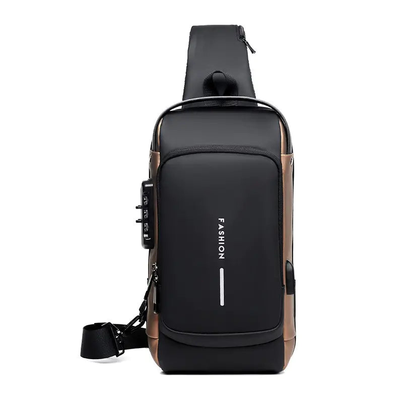 Men's Anti-Theft Chest Bag with Lock - Casual Shoulder Bag