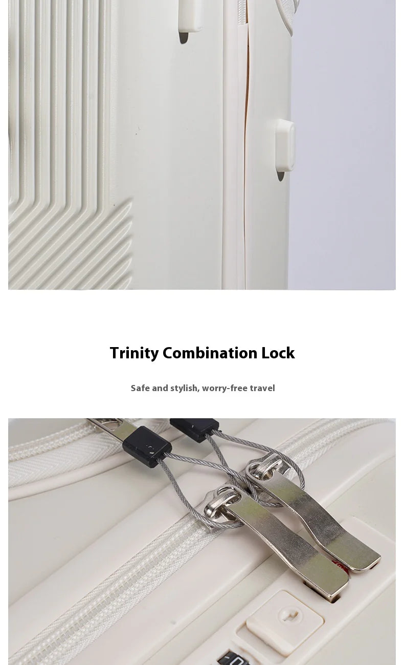 Luggage with Secure Password Lock, Cup Holder and universal 360° wheels