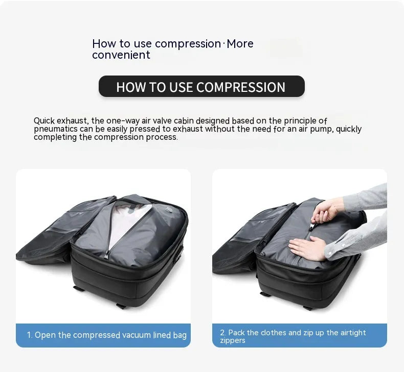 Men's Multifunctional Vacuum Travel Backpack with Laptop Compartment