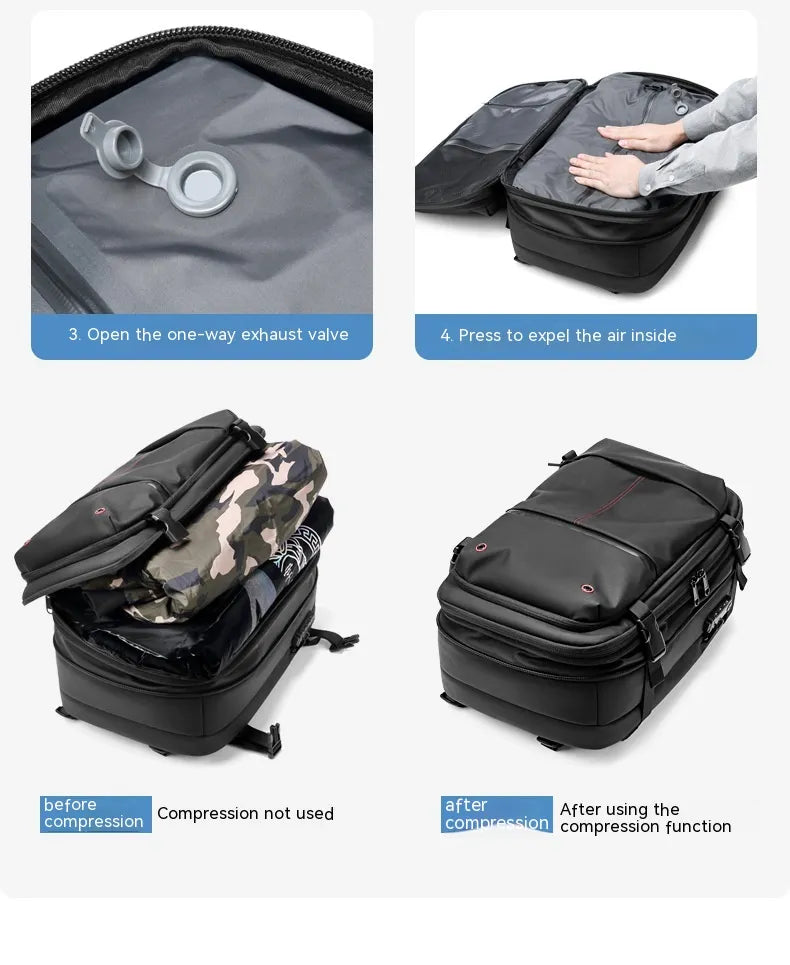 Men's Multifunctional Vacuum Travel Backpack with Laptop Compartment