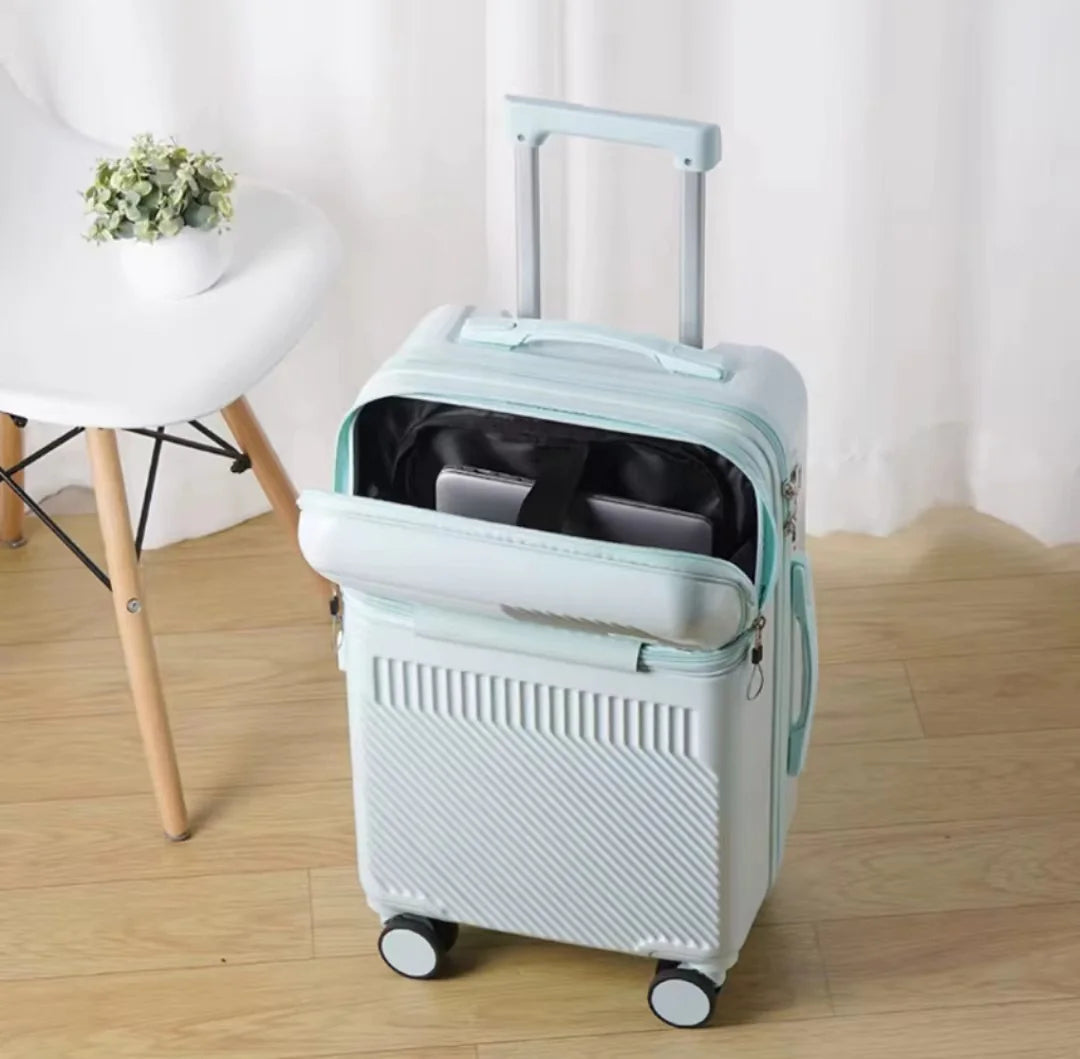 Luggage with Secure Password Lock, Cup Holder and universal 360° wheels