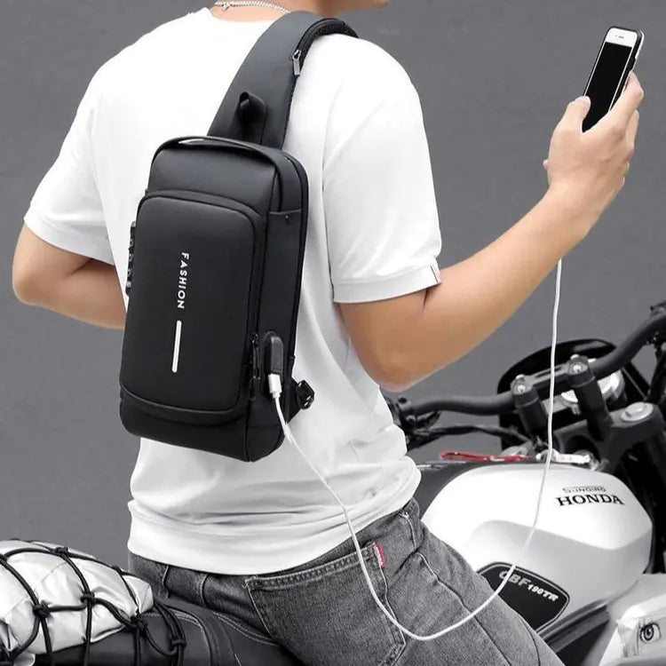 Men's Anti-Theft Chest Bag with Lock - Casual Shoulder Bag