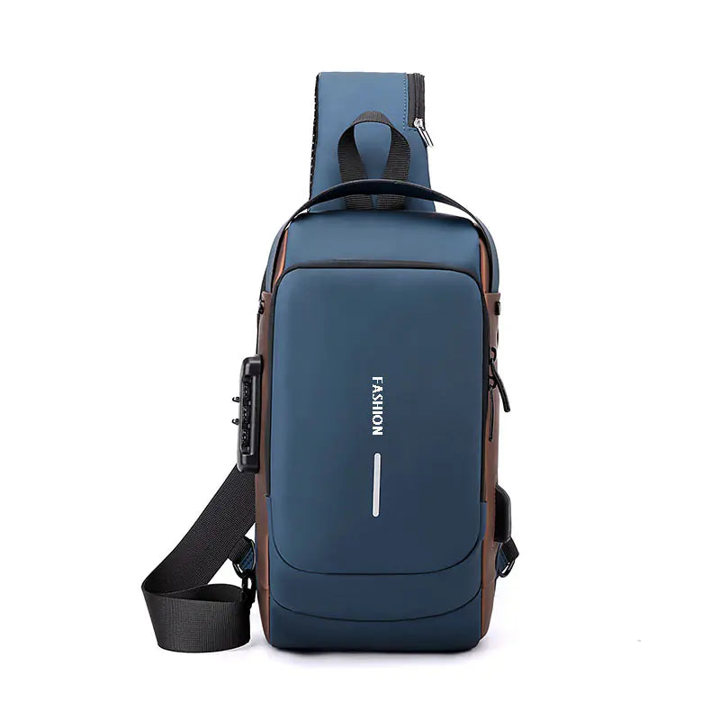 Men's Anti-Theft Chest Bag with Lock - Casual Shoulder Bag