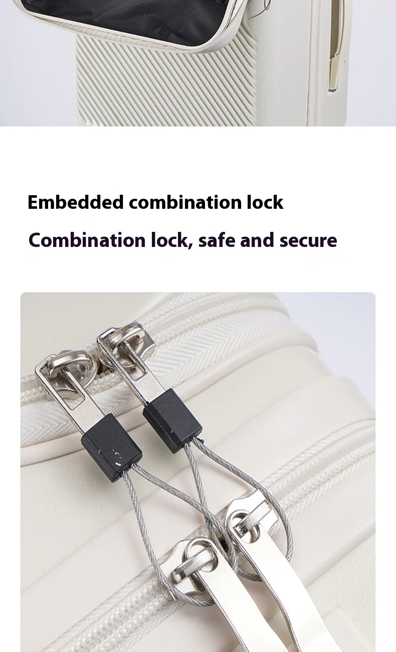 Luggage with Secure Password Lock, Cup Holder and universal 360° wheels