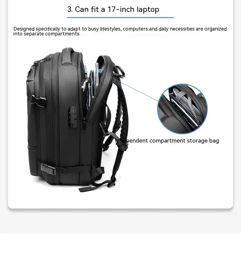 Men's Multifunctional Vacuum Travel Backpack with Laptop Compartment
