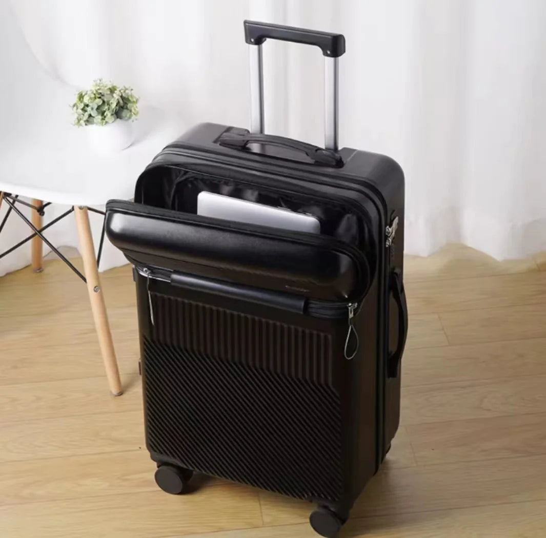 Luggage with Secure Password Lock, Cup Holder and universal 360° wheels