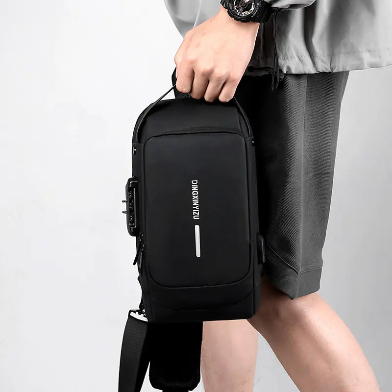 Men's Anti-Theft Chest Bag with Lock - Casual Shoulder Bag