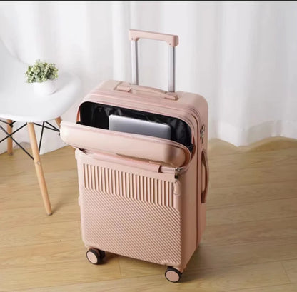 Luggage with Secure Password Lock, Cup Holder and universal 360° wheels