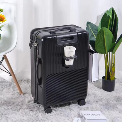 Luggage with Secure Password Lock, Cup Holder and universal 360° wheels