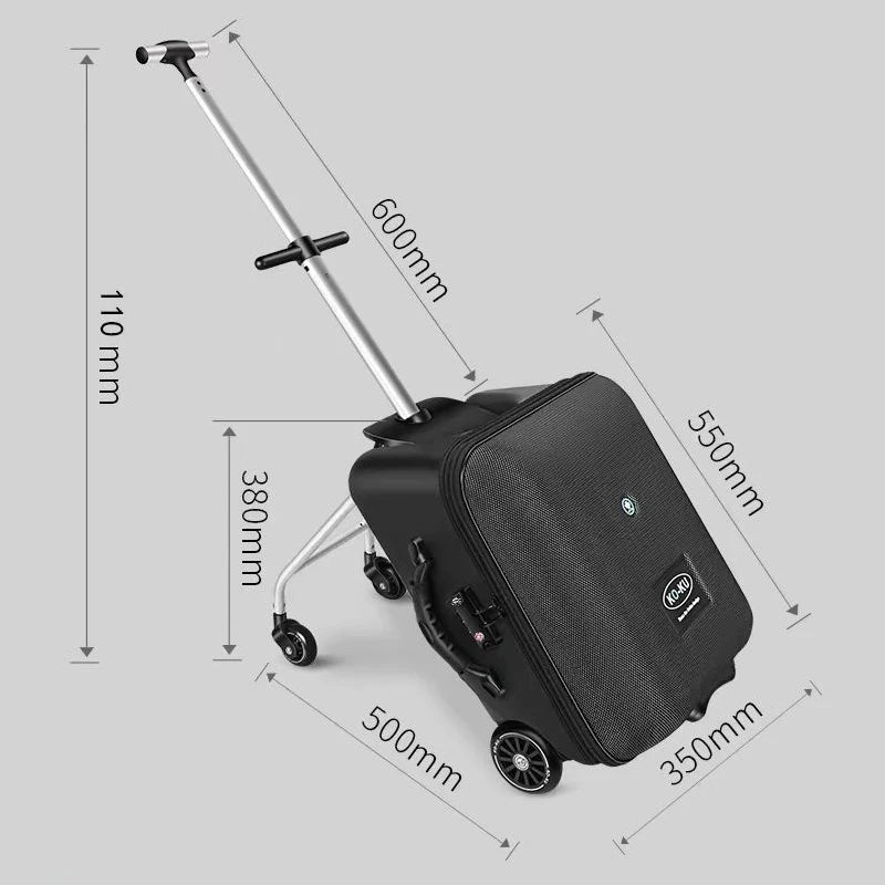 KO-KU Luggage Children's carrier can Sit and Ride with Guardrail TSA Lock Removable Trolley Case Expansion 7CM Boarding Suitcase - SecureTravelGlow